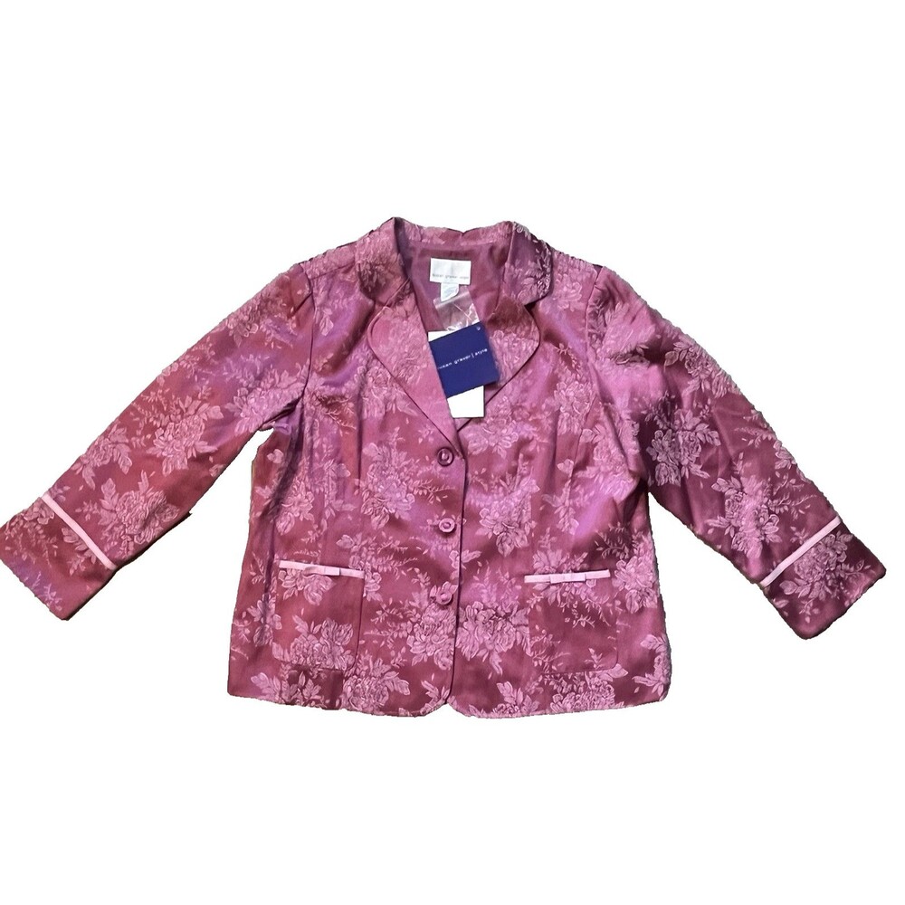 NWT Susan Graver Style QVC Gorgeous Pink Brocade Buttons Jacket Blazer Size 1X